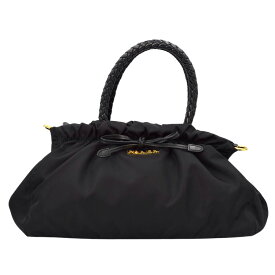 【PRADA】プラダ BN1631 テスートボウ ギャザーバッグ ナイロン/レザー ブラック ハンドバッグ【送料無料】【中古】