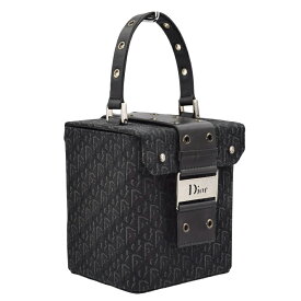 【Christian Dior】C.Dior クリスチャンディオール HE1002 トロッター バニティバッグ ブラック/グレー レザー キャンバス ハンドバッグ コスメバッグ コスメポーチ 美品【送料無料】【中古】