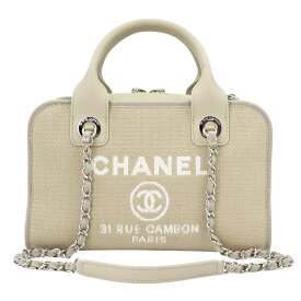 【CHANEL】シャネル A92749 B07300 NG122 ボーリングバッグ ドーヴィルライン ベージュ ミックスファイバー 2WAYハンドバッグ ショルダーバッグ【送料無料】【未使用】【中古】