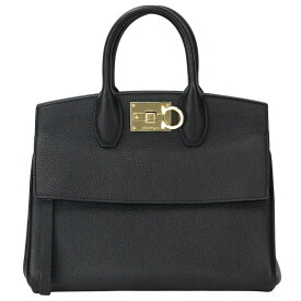 【Salvatore Ferragamo】サルヴァトーレ・フェラガモ 21H159 STUDIO ステューディオ ガンチーニ ブラック レザー ハンドバッグ 【送料無料】【中古】
