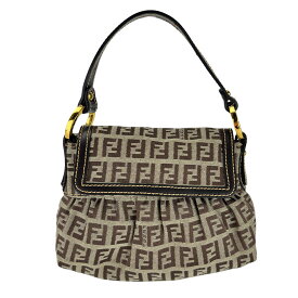 【FENDI】フェンディ 8BR.・037 ズッキーノ ミニハンドバック キャンバス/レザー ベージュ/ブラウン 【送料無料】【中古】