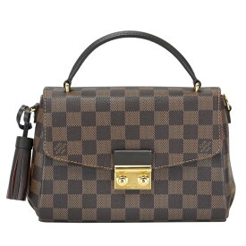 【LOUIS VUITTON】LV ルイ・ヴィトン N53000 クロワゼット ダミエ ブラウン PVCコーティングキャンバス/レザー フリンジタッセル 2WAYハンドバッグ トップハンドルバッグ ショルダーバッグ 【送料無料】【中古】