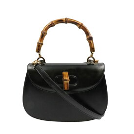 【GUCCI】グッチ 000 2046 0188 バンブー2wayハンドバッグ オールドグッチ ブラック レザー ショルダーバッグ 【送料無料】【中古】