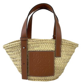 【LOEWE】ロエベ 327.02.S93 バスケットバッグスモール パームリーフ/カーフ ナチュラル/タン ハンドバッグ 【送料無料】【中古】