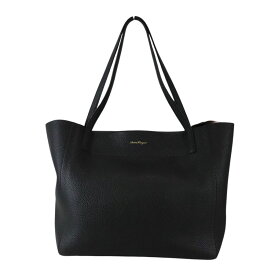 【Ferragamo】フェラガモ リバーシブル トートバッグ EZ-21 G865 レザー ブラック ゴールド【送料無料】【中古】