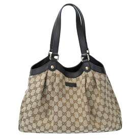【GUCCI】グッチ 388919 GGキャンバス トートバッグ GGキャンバス ベージュ/ブラウン キャンバス/レザー トートバッグ 【送料無料】【中古】