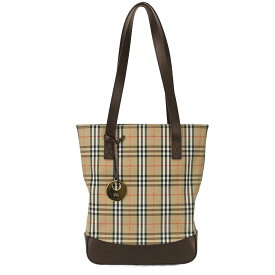 【BURBERRY】バーバリー ノバチェック シャドーホース ベージュ系/ブラウン キャンバス/レザー トートバック 【送料無料】【中古】