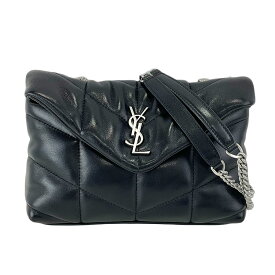 【SAINT LAURENT】YSL サンローラン 7593371EL001000 パファー トイバッグ 黒/シルバー ラムスキン 2WAY スライドチェーン クロスボディバッグ ショルダーバッグ レディースバッグ 【送料無料】【中古】