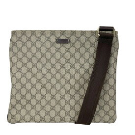 【GUCCI】グッチ 201446 GGスプリーム メッセンジャーバッグ ベージュ/ブラウン PVC/レザー ショルダーバッグ 【送料無料】【中古】