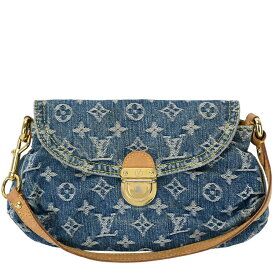 【LOUIS VUITTON】LV ルイ・ヴィトン M95050 ミニ・プリーティ モノグラム・デニム ブルー コットン レザー ハンドバッグ/ショルダーバッグ 【送料無料】【中古】