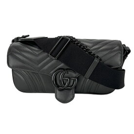 【GUCCI】グッチ 734814 AABS1 1000 GGマーモント チェーン ショルダーバック 2WAY ブラック レザー ハンドバック 【送料無料】【中古】