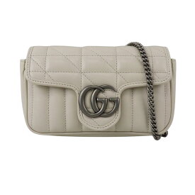 【GUCCI】グッチ GGマーモント スーパーミニバッグ 476433 DTD5N 9022 アイボリー/シルバー金具 キルティングレザー チェーンショルダーバッグ【送料無料】【中古】