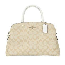【COACH】コーチ 91495 リリー キャリーオール シグネチャー キャンバス ライトベージュ/ホワイト PVC/レザー ハンドバッグ/ショルダーバッグ 【送料無料】【中古】