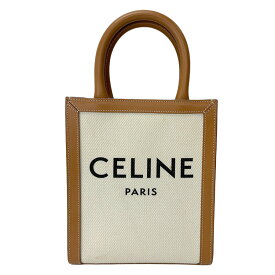 【CELINE】セリーヌ 193302 BNZ ミニ バーティカル カバ ナチュラル/タン(ブラウン) キャンバス/レザー(カーフスキン) ショルダーバック/ハンドバック 【送料無料】【中古】