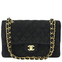 【CHANEL】シャネル A01112 マトラッセ25 Wフラップ Wチェーンショルダーバッグ ブラック/ゴールド金具 スエード 【送…