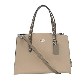 【COACH】コーチ 30973 チャーリキャリーオール ベージュ/アイボリー/ブラウン レザー/パイソン ハンドバック/ショルダ―バック 【送料無料】【中古】