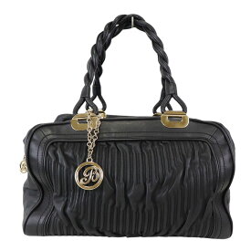 【BALLY】バリー ナッパレザーギャザー使いミニボストン GUENDALINA-TG ブラック レザー ボストンバッグ【送料無料】【中古】