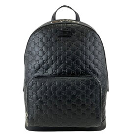 【GUCCI】グッチ 406370 グッチシマ 黒 レザー バックパック/リュック メンズ 通勤 通学 【送料無料】【中古】