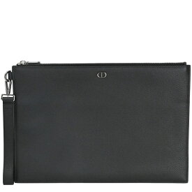 【Christian Dior】C.Dior クリスチャンディオール CD Icon グレインドカーフスキン ブラック ポーチ クラッチバッグ セカンドバッグ 【送料無料】【中古】