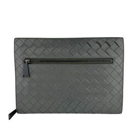 【BOTTEGA VENETA】ボッテガヴェネタ B08999362Y イントレチャート ドキュメントケース レザー グレー リストレット クラッチバック/セカンドバッグ 【送料無料】【中古】