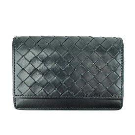 【BOTTEGA VENETA】ボッテガヴェネタ 174646 イントレチャート 名刺入れ レザー ブラック 【送料無料】【中古】