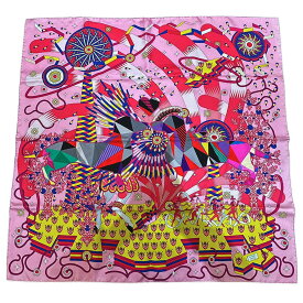 【HERMES】エルメス H003434S 01 カレ90 La Source de Pegase ペガサスの源泉 ローズ/ジョーヌヴィフ/ブルーロワイヤル ピンク系/マルチカラー ピエール・マリー シルク100% スカーフ【送料無料】【中古】