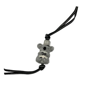 【LOEWE】ロエベ コアラチャーム ライトグレー/ブラック フェルト/カーフレザー バッグチャーム 【送料無料】【未使用】【中古】