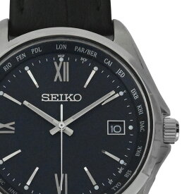 【SEIKO】セイコー SBTM297 セイコーセレクション 黒文字盤 7B75 チタニウム/牛革ベルト ソーラー電波 メンズ腕時計【送料無料】【未使用】【中古】