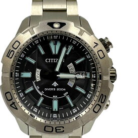 【CITIZEN】シチズン AS7141-60E プロマスター マリン エコ・ドライブ ソーラー電波 ブラックダイヤル チタン ダイバーズウォッチ メンズ腕時計【送料無料】【中古】