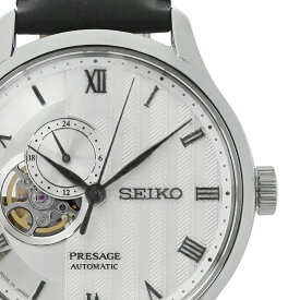 【SEIKO】セイコー プレザージュ Japanese Garden SARY095 ステンレススチール/レザーベルト 裏スケ 4R39 白文字盤 メカニカル　自動巻（手巻つき）メンズ腕時計【送料無料】【未使用】【中古】
