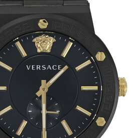 【VERSACE】ヴェルサーチ VEVI00620 グレカ ロゴ 41MM ブラック/ゴールド ステンレススチール（ブラックPVD) クォーツ メンズ腕時計 【送料無料】【中古】