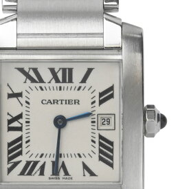 【Cartier】カルティエ W51011Q3 タンク フランセーズ MM ホワイトダイヤル ステンレススチール クォーツ ユニセックス ボーイズ腕時計 【送料無料】【中古】