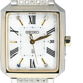 【SEIKO】セイコー SSVW178(1B32-0AP0) ルキア Lukiayase 25周年記念限定モデル シルバー/シェル文字盤/ボルドー ステンレス/サファイア/イエローゴールドメッキ/ダイヤモンド 電波ソーラー 綾瀬はるかプロデュース 2000本限定 レディース腕時計 【送料無料】【中古】