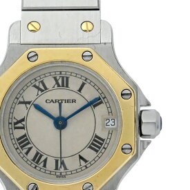 【Cartier】カルティエ W2001683 サントスオクタゴンSM アイボリー文字盤 ステンレススチール クォーツ レディース腕時計 【送料無料】【中古】