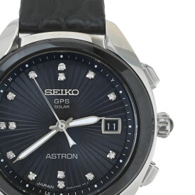 【SEIKO】セイコー STXD001 (3X22-0AA0) アストロン ブラックダイヤル ステンレススチール/セラミックス/クロコダイルストラップ 14Pダイヤモンド0.10ct ソーラーGPS衛星電波修正 レディース腕時計 【送料無料】【未使用】【中古】