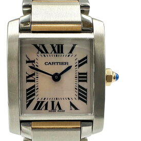 【Cartier】カルティエ タンクフランセーズSM W51027Q4 ピンクシェル文字盤 ステンレススチール/K18PG コンビ クオーツ レディース腕時計【送料無料】【中古】