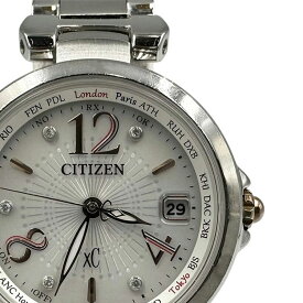 【CITIZEN】シチズン XC クロスシー ハッピーフライト 2000本限定 リミテッドエディション EC1030-68A ホワイト文字盤 5Pダイヤモンド H240 エコドライブ電波 ステンレススチール レディース腕時計【送料無料】【中古】