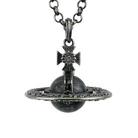 【Vivienne Westwood】ヴィヴィアンウエストウッド オーナメント オーブ ブラックマーブル ネックレス ガンメタル/ラインストーン 80cm ペンダントネックレス 【送料無料】【中古】
