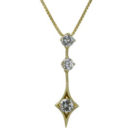 【ネックレス】 【GINZA TANAKA】田中貴金属 K18 ダイヤモンド 3P ペンダントネックレス 45cm 【送料無料】【中古】