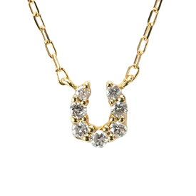 【ネックレス】 【4℃】ヨンドシー ホースシュー 7Pダイヤモンド ネックレス EAU DOUCE 750(K18イエローゴールド) 40cm ペンダントネックレス 【送料無料】【中古】