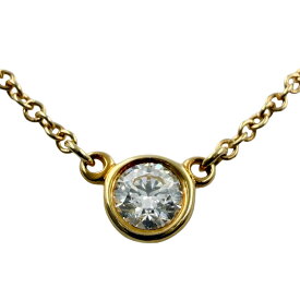 【TIFFANY&Co.】ティファニー バイザヤード シングルダイヤモンドペンダント エルサ・ペレッティ Au750 イエローゴールド/ダイヤモンド1P 41cm ペンダントネックレス 【送料無料】【中古】