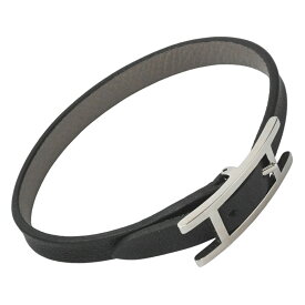 【ブレスレット】 【HERMES】エルメス ビーアピ ドゥブルトゥール レザー ブラック/グレー シルバー金具 【送料無料】【中古】