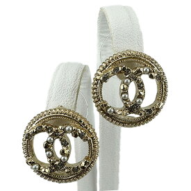 【CHANEL】シャネル A58058 ココマーク サークル ピアス メタル（GP）/フェイクパール/クリスタル A19 V 【送料無料】【中古】