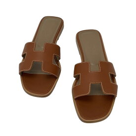 【HERMES】エルメス オラン ゴールド/ナチュレル 36サイズ 23.0cm サンダル 【送料無料】【未使用】【中古】