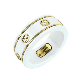 【GUCCI】グッチ 606826J85V58062 〔アイコン〕インターロッキングG 18K リング AU750(K18イエローゴールド)/ホワイト ジルコニア サイズ9 8.5号 ☆2699VI 指輪 【送料無料】【中古】