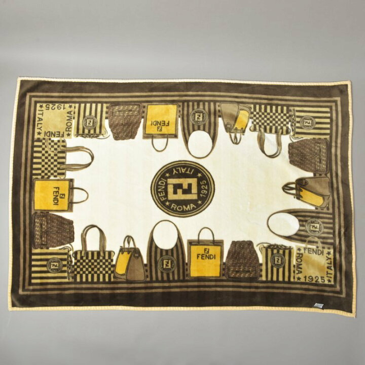 楽天市場】レア品 美品 FENDI フェンディ バッグ柄 ブランケット 毛布 