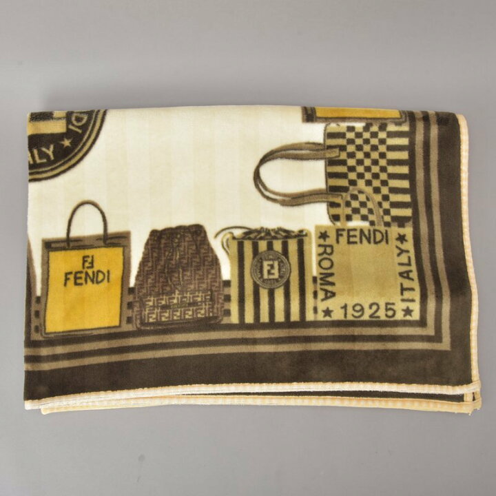 楽天市場】レア品 美品 FENDI フェンディ バッグ柄 ブランケット 毛布 