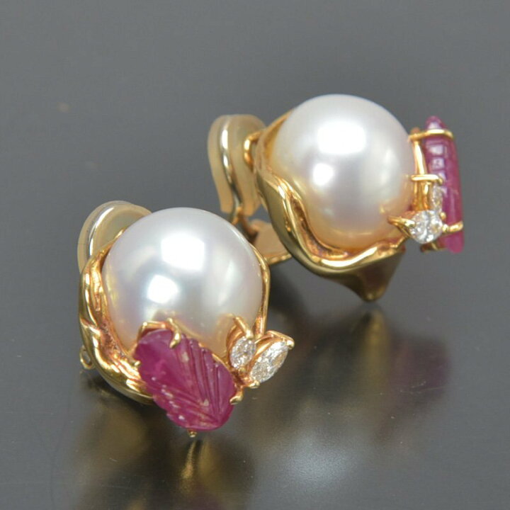 楽天市場】美品 QUEEN クイーン アコヤ本真珠/14mm/19mm K18YG ダイヤ  