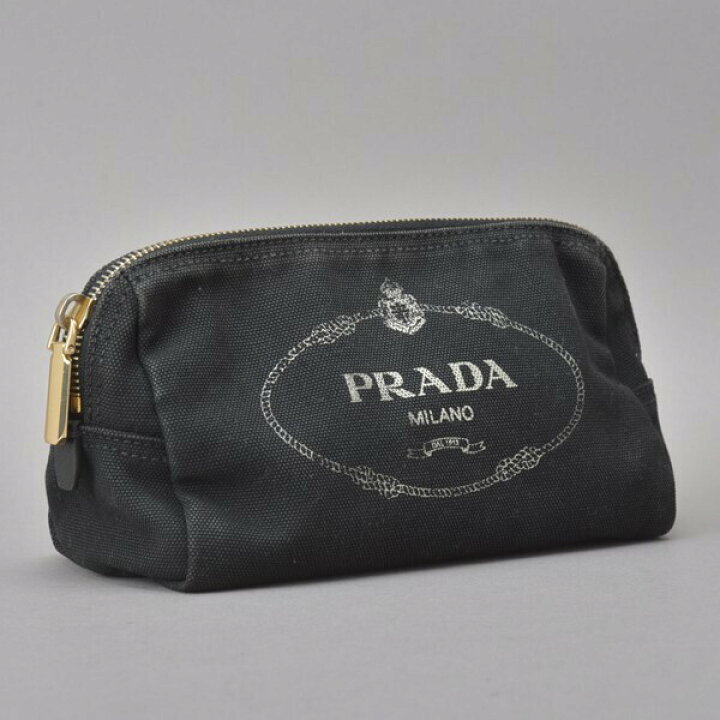 楽天市場】PRADA プラダ カナパ ポーチ キャンバス ブラック 1NA693 