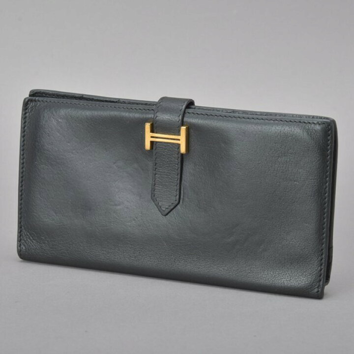 楽天市場】良品 HERMES エルメス ベアン 二つ折り長財布 カーフレザー 